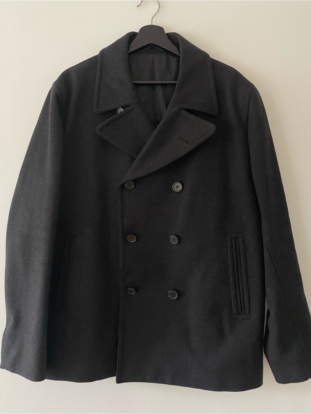 Theory Men’s Wool & Cashmere Blend Double Breasted Pea Coat Size XXL